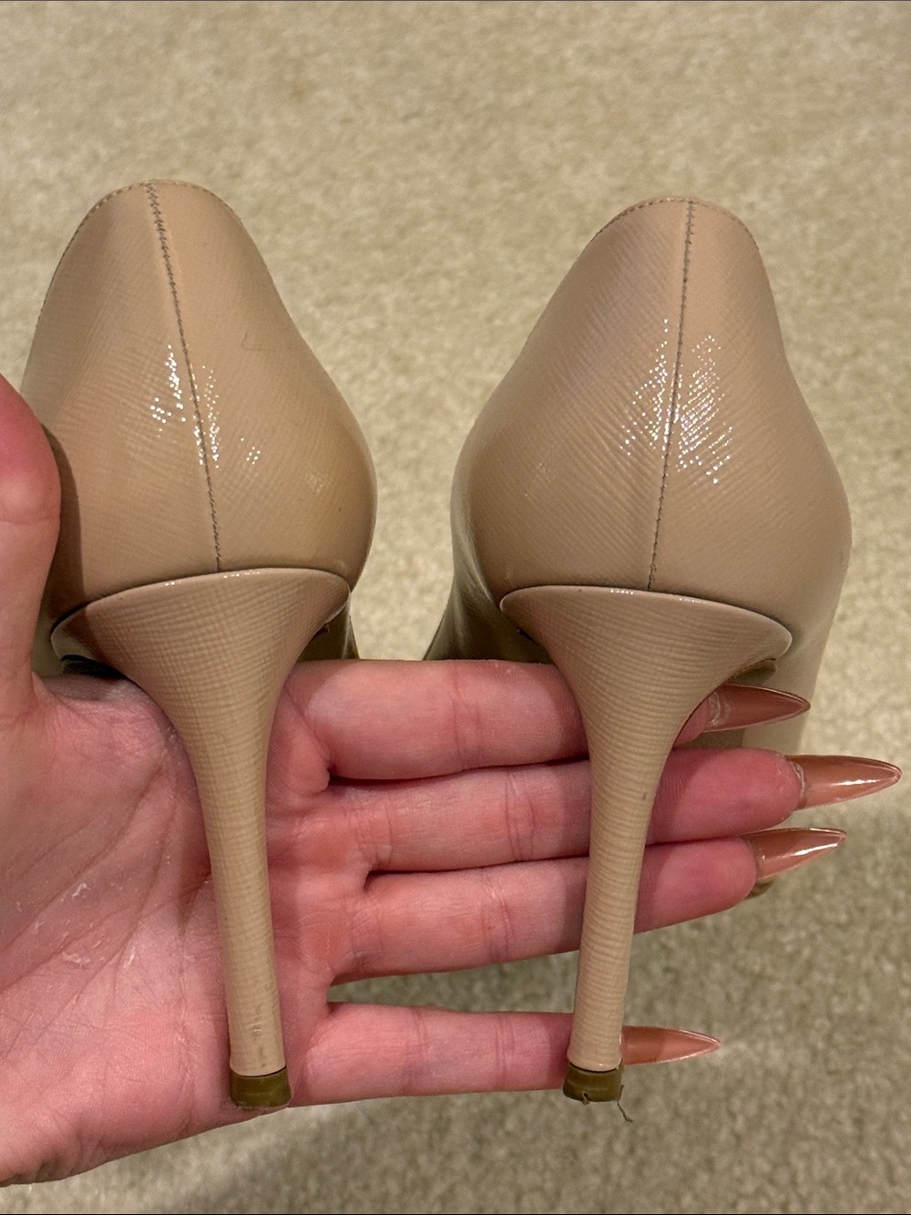 Prada Blush Patent Leather Pointed-Toe Stiletto Pumps - Picture 8 of 8